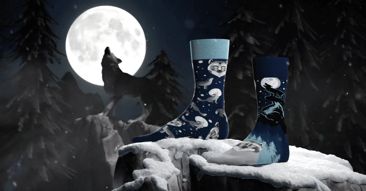 Asymetryczne skarpetki Many Mornigns - Winter Wolf